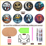 8 Pcs Halloween Diamond Painting Coasters Kits for Adults Beginners, DIY Horror Skull Diamond Art Coasters with Holder, Full Drill Rhinestone Painting Coaster Kits for Supplies Gifts 4X4 Inch. MBNTJHT