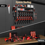 Power Tool Organizer Wall Mount, 4 Layer Heavy Duty Garage organizer Loads 280lbs, Tool Organizers with 8 Drill Hanger, Battery Tools Holder Garage Storage Organization for Workbench, Pegboard, Shed 1R2P3I