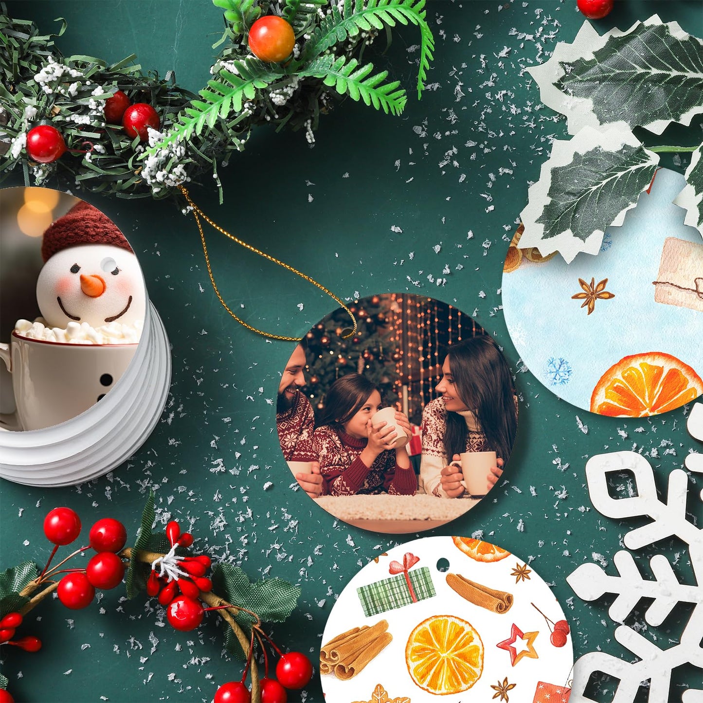 30 Pcs Sublimation Ceramic Ornaments Blank Double-Sided 3 inch Round Sublimation Ornament Blanks Bulk Blank Ceramic Ornament for Heat Press Printing Crafting DIY Personalized Christmas Home Decor