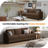 COPIAE 89 Inch Sofa with Extra Deep Seats Oversize, Corduroy Fabric 3 Seater Sofa for Living Room, Modern Couch and Sofa, Comfy Armrests and Seats and Backrests, Easy Installation, Brown COPIAE