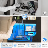 EnHomee Tall Nightstand with USB Ports, 20-Color LED Lights & 2 Drawers - Black Farmhouse Design EnHomee