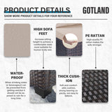 Gotland 14-Piece Outdoor Patio Furniture Set - All-Weather PE Rattan Sectional Wicker Conversation Set with 12 Replaceable Khaki Waterproof Cushions and 2 Coffee Tables Gotland