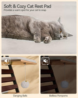 FourFurPets 72.4" Cat Tree, Modern Cat Tower for Indoor Cats, Multi-Level Cat Condo with Caves, Tall Cat Tree with Cat Scratching Board, Wooden Cat Tower with Large Perch, Removable Pads, Camel Brown FourFurPets