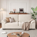 GarveeHome 90 in 3 Seater Sofa Counch Velvet Upholstered Oversized Loveseat with Soft Spacious Armrests, Comfy Button Tufted Couch for Living Room, Bedroom, Apartment, Beige GarveeHome