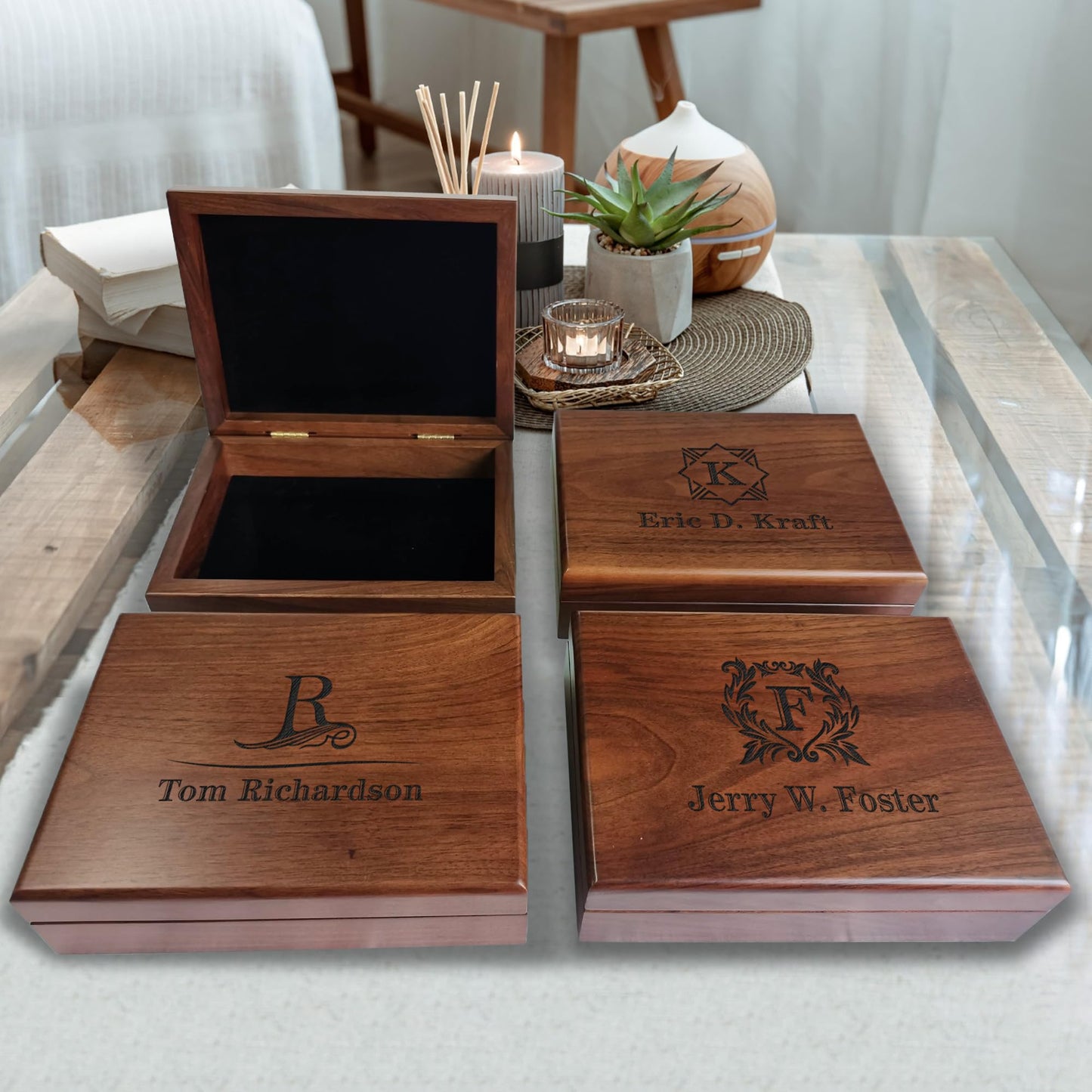 Personalized Keepsake Box | Walnut Wooden Memory Box Gift for Anniversary, Wedding, Valentine, Birthday, Baby Shower, Groomsman | Handmade Keepsake