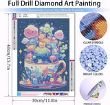 ajepon Cute Diamond Painting Kits for Adults - Diamond Art Kits for Cartoon, Cup Gem Art Kits for Adults for Gift Home Wall Decor (12x16inch) ajepon