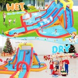 Whubefy Extra Large Inflatable Water Slide, 18X14 Ft Bounce House for 5-12, 840D+420D Oxford Fabric, Long Slide/Splash Pool/680W Blower/10 Accessories, Suitable for 10 Kids, Backyard Summer Fun Whubefy