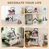 Eufrozy 11pcs Farmhouse Tiered Tray Decor Set, Rustic Tier Tray Decorations with Black and White Buffalo Plaid Gnome Ornaments Wooden Home Sweet Home Sign for Kitchen Table Decor Summer Housewarming Eufrozy