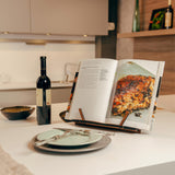 TILISMA Wooden Cook Book Stand – Handmade Walnut Book Holder for Reading Hands Free – Cookbook Stand for Kitchen Counter – Recipe Holder – Reading Accessories for Kitchen – Cookbook in Ipad and Tablet TILISMA