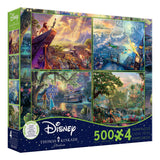 Ceaco - 4 in 1 Multipack - Thomas Kinkade - Disney Dreams Collection - Lion King, Peter Pan, Princess & the Frog, & Jungle Book - (4) 500 Piece Jigsaw Puzzles Ceaco