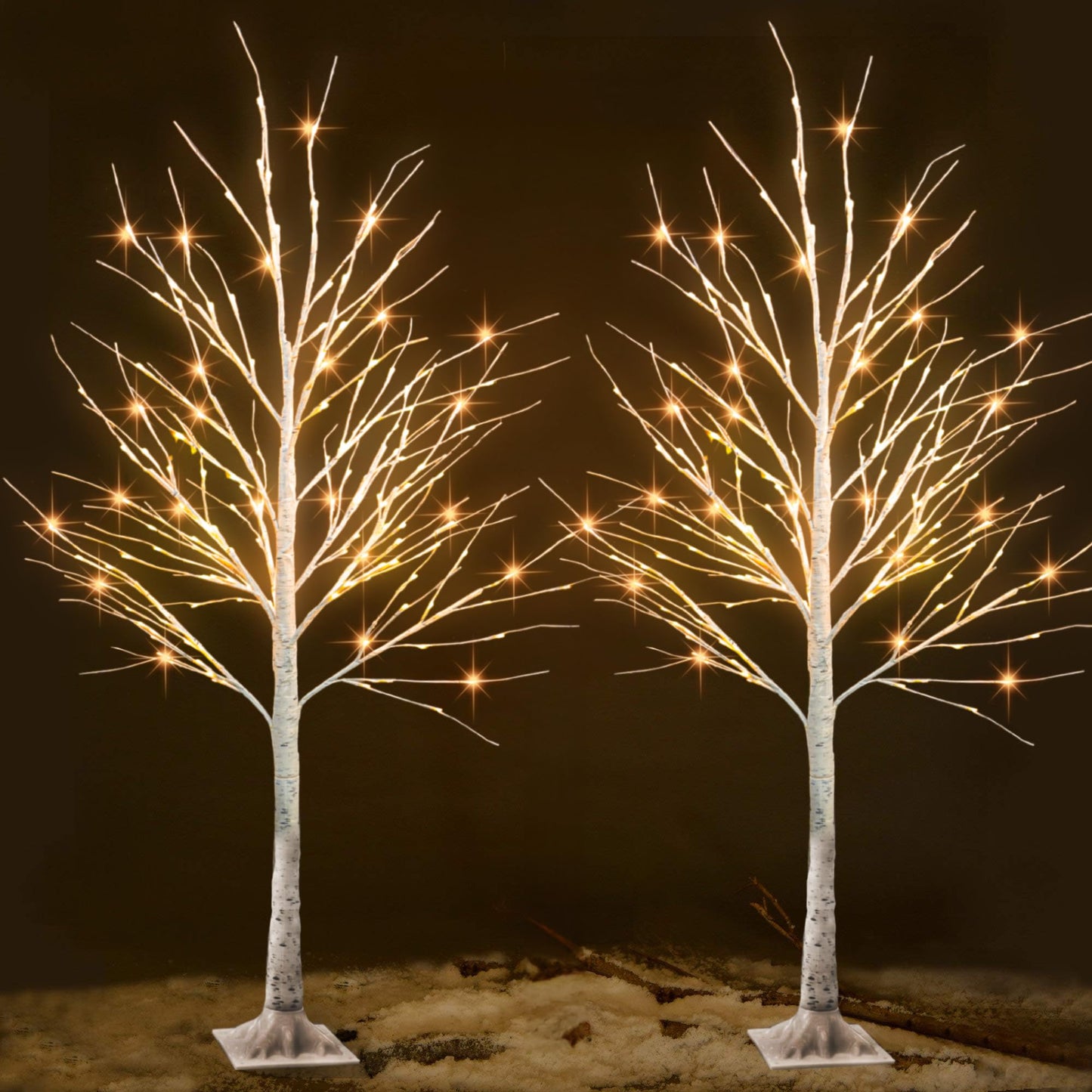 Dazzle Bright Lighted Tree, 6 Ft Birch Tree with Fairy Lights for Decoration Inside Outside, Birch Tree with 144 LED Lights for Christmas Holiday Wedding Home Room Decor, 2 Pack