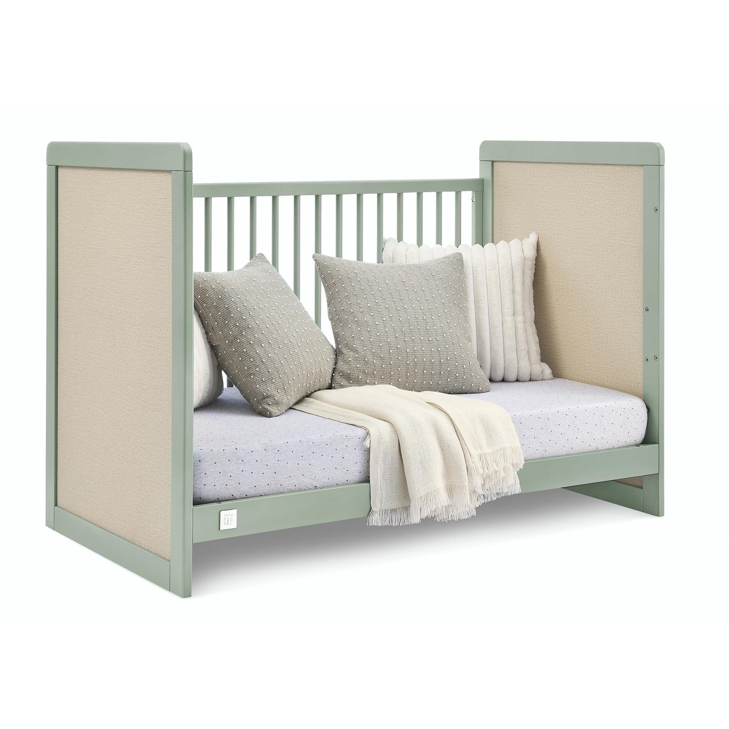 Delta Children babyGap Liam 4-in-1 Convertible Crib - Greenguard Gold Certified, Sage Green/Natural - WoodArtSupply