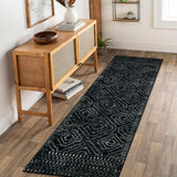 Wonnitar Moroccan Runner Rugs for Hallway 2'6"x8', Black Washable Boho Kitchen Non-Slip Rug Runner, Geometric Tribal Long Soft Bathroom Accent Area Rug for Entryway Laundry Bedroom (Black,2'6"x8') Wonnitar
