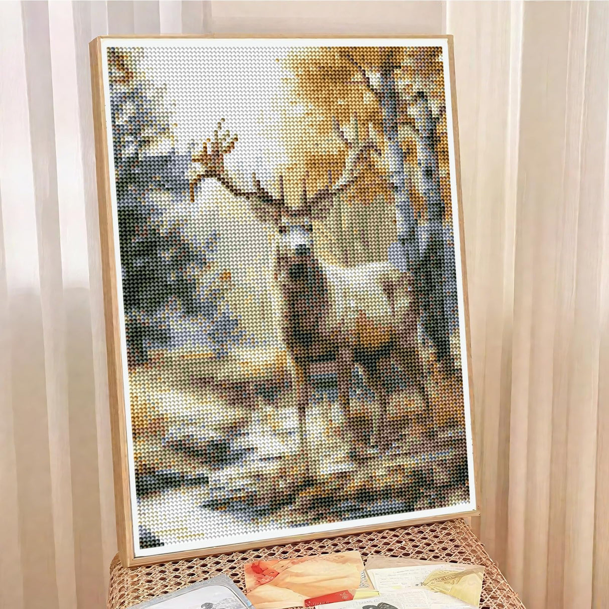 Deer Diamond Art Kits for Adults - 4 Pcs DIY Forest Animal Diamond Painting Set Elk 5D Full Drill Gem Art Craft for Beginners Home Wall Decor 9.84 x 13.7 Inches INCOK