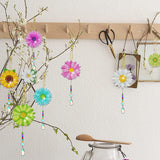 JeCuiK 6 Pcs Daisy Diamonds Painting Wind Chimes Suncatcher Double Sided Flower Rhinestone Painting Wind Chime 5D DIY Crystal Diamond Painting Kits Paint by Number Hanging Ornaments Mom Gifts JeCuiK