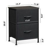 WLIVE Black Nightstand Set of 2, Night Stand with 2 Fabric Drawers, Small Dresser for Bedroom, Bedside Tables for Small Spaces, Dorm, Wood Top WLIVE