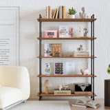 Anynice Industrial Bookshelf, 5-Tier Pipe Shelf, Wall Mounted Bookcase for Home and Office (Weathered Brown, 48" L x 11.8" W x 70" H) Anynice