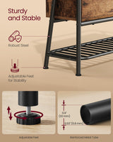 VASAGLE Shoe Storage Bench with Seating, Shoe Bench with Organizer Drawer, Industrial Style, Steel Frame, Holds Up to 600LB, for Entryway, Living Room, Bedroom, Rustic Brown and Ink Black, ULSB151K01 VASAGLE