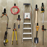 Garage Hooks, 12 Pack Wall Storage Hanger with 2 Extension Cord Straps, Heavy Duty Tool Holder for Utilities Organization, Wall Mount Rack for Garden Lawn Tools, Ladders, Bike, Ski (Orange) SMARTOLOGY