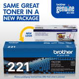 Brother Genuine Standard Yield Toner Cartridge, TN221BK, Replacement Black Toner, Page Yield Upto 2,500 Pages, Amazon Dash Replenishment Cartridge, TN221 Brother