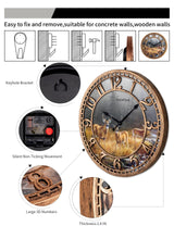 WANGIRO Round Wall Clock Farmhouse Plastic Deer Clock Battery Operated Silent Non-Ticking Rustic Clock 12 Inch for Home Kitchen Living Room Bedroom Office Decor (Antique Copper) WANGIRO