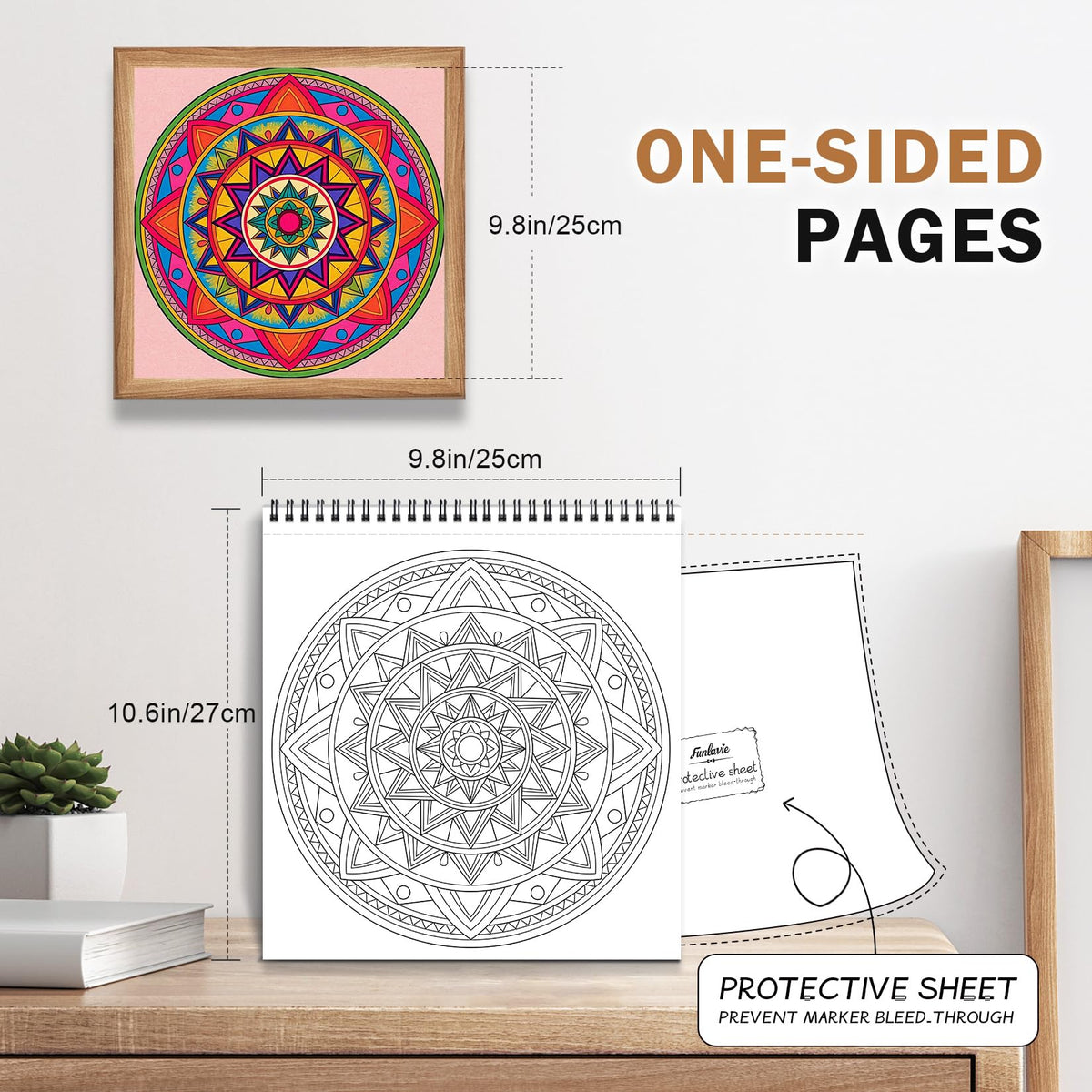 FUN LAVIE Adult Coloring Book 32 Sacred Geometry Mandala Coloring Books for Adults Relaxation and Stress Relief, Featuring Flower of Life, Metatron's Cube & Mindfulness Orgonite Patterns, Spiral Bound FUN LAVIE
