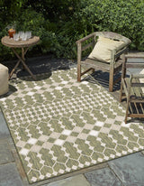 Unique Loom Outdoor Trellis Collection Area Rug - Traliccio (10' x 14' 1" Rectangle, Green/ Ivory) Unique Loom