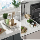 Lixple Toilet Paper Basket Holder, 13" Bathroom Tray Countertop, Wood and Metal Toilet Tank Tray Bathroom Vanity Organizer for Toiletry, Kitchen Sink Organizer for Soap Dispenser (White) Lixple