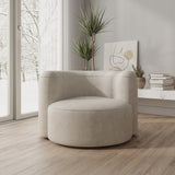 Acanva Luxury Modern Tight Curved Back Velvet Sofa, Minimalist Style Comfy Couch for Living Room Apartment Reception Space, Cream Single Chair Acanva