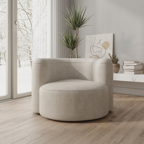 Acanva Luxury Modern Tight Curved Back Velvet Sofa, Minimalist Style Comfy Couch for Living Room Apartment Reception Space, Cream Single Chair Acanva