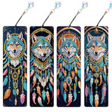 4 Pack Diamond Painting Bookmark Kits Blue Wolf Dreamcatcher, Special Shaped Diamond Art Bookmarks with Pendant, DIY Handmade Crafts Home Office Supplies Reading Bookmark, Perfect Gift for Book Lovers Focart