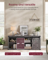 VASAGLE TV Stand for TVs up to 65 Inches, Farmhouse Entertainment Center with Sliding Barn Doors, TV Console Table for Living Room, Misty Gray ULTV324G68 VASAGLE