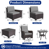 ASJMR 9 Pieces Patio Furniture Set with 2 Swivel Chairs Patio Furniture Outdoor Sectional Sofas Outdoor Patio Conversation Set - Grey ASJMR