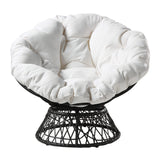 OSP Home Furnishings Wicker Papasan Chair with 360-Degree Swivel, Grey Frame with White Cushion OSP Home Furnishings