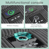 Merax 114 * 64" Corduroy Sectional Couches with Bluetooth Speakers, Storage, Ottoman & Pillows, Upholstered Modular Sofa Chaise with Console, USB Charger, Cup Holders for Living Room Apartment, Grey Merax