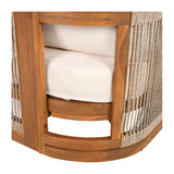 Merax 4-Piece Patio Premium Acacia Wood Outdoor Furniture Set,All Weather Curved Tub Design with Woven Rope Accents Loveseat Chairs and Table for Backyard, Balcony and Deck,Teak+ Beige Merax