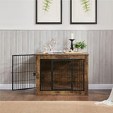 Wooden Dog Kennel Furniture, Heavy Duty Dog Cage, 40" Dog Kennel with Double Doors, Dog Crates for Large Dogs, Rustic Brown SMEFNOS