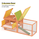 GOJOOASIS Outdoor Rabbit Cage Bunny Hutch Chicken Coop Wooden Hen House Guinea Pig Cages Poultry Pet Hutch Run Cage w/Waterproof Asphalt Roof, Ramp, Wire Fence (60") GOJOOASIS