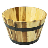 Thirteen Chefs Villa Acacia Round Wooden Farmhouse Planter 11 Inch Plant and Flower Pot for Outdoor Gardens Thirteen Chefs