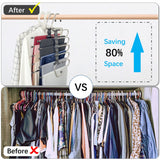 Magic Pants Hangers Space Saving - 2 Pack for Closet Multiple Layers Multifunctional Uses Rack Organizer for Trousers Scarves Slack (2 Pack with 10 Metal Clips) FeeraHozer