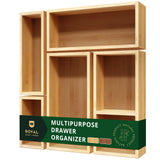 ROYAL CRAFT WOOD 5-Piece Bamboo Drawer Organizer Set – Multi-Use Storage Trays for Kitchen, Bathroom, Office, Makeup, Jewelry & More – Junk Drawer Tray, Utensil Holder, Storage Box & Bin Set (5 Boxes) ROYAL CRAFT WOOD