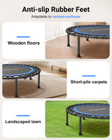 ANCHEER 40" Foldable Rebounder Trampoline for Adults/Kids with Resistance Bands and Bungees, Fitness Home, Indoor & Outdoor Mini Trampoline with Bar and Safety Padding - Max Load 330lbs (Blue) ANCHEER