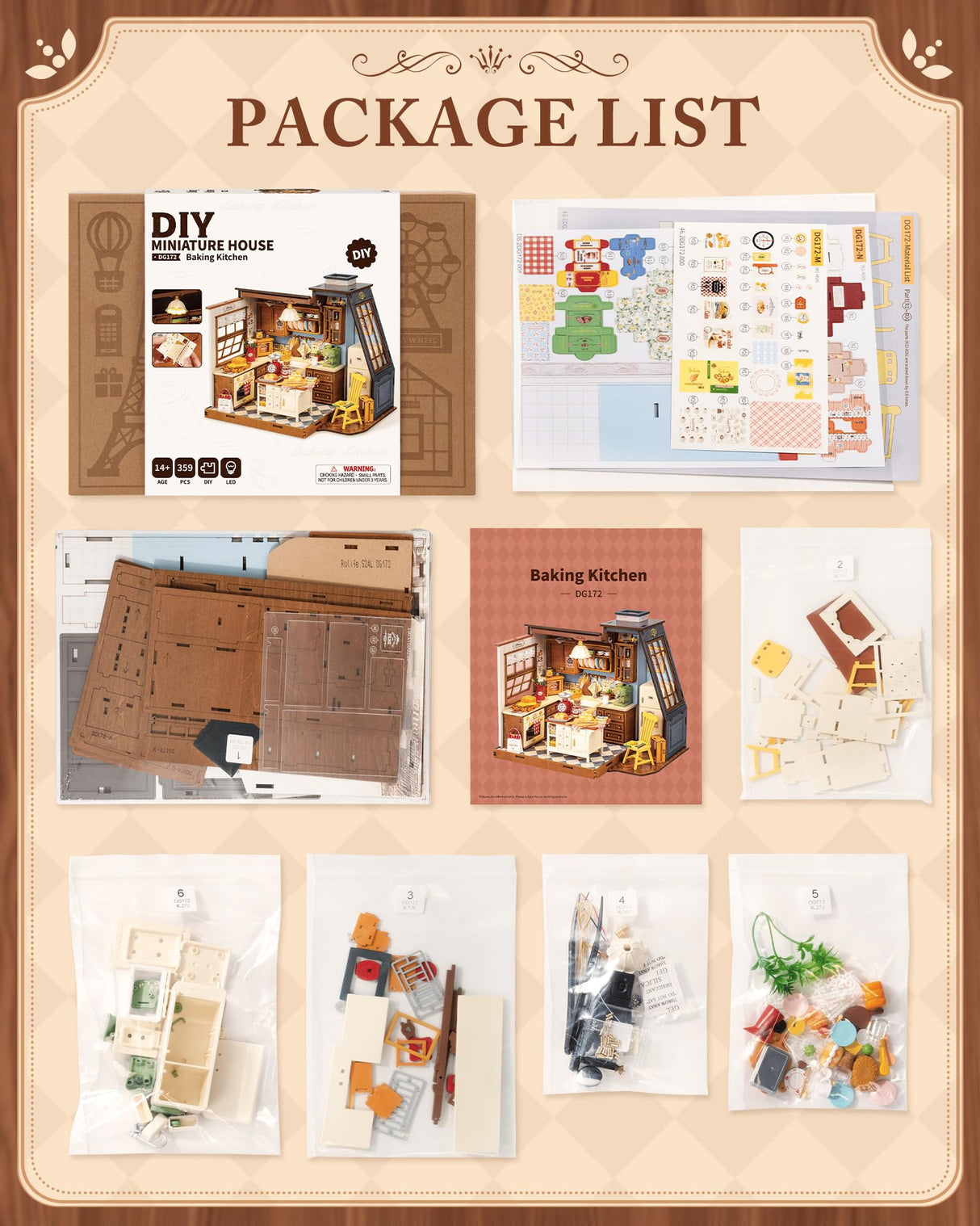 ROBOTIME DIY Miniature House Kit Dollhouse Kit for Adults Mini Tiny House Kit with Furniture Building Model Kit Crafts Creative Gift for Boys Girls (Baking Kitchen) ROBOTIME