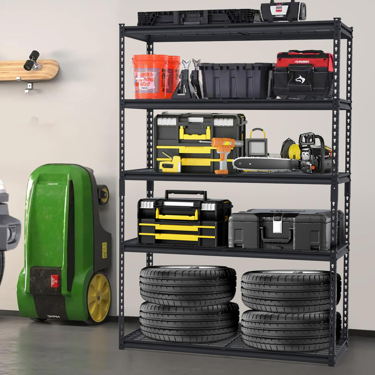 GarveeTech Heavy Duty Garage Shelving Unit, 48 in L x 18 in W x 72 in H Adjustable Storage Shelves, 2500 LBS Load Capacity, Durable Metal Shelves for Garage Organization, Basement, Workshop GarveeTech