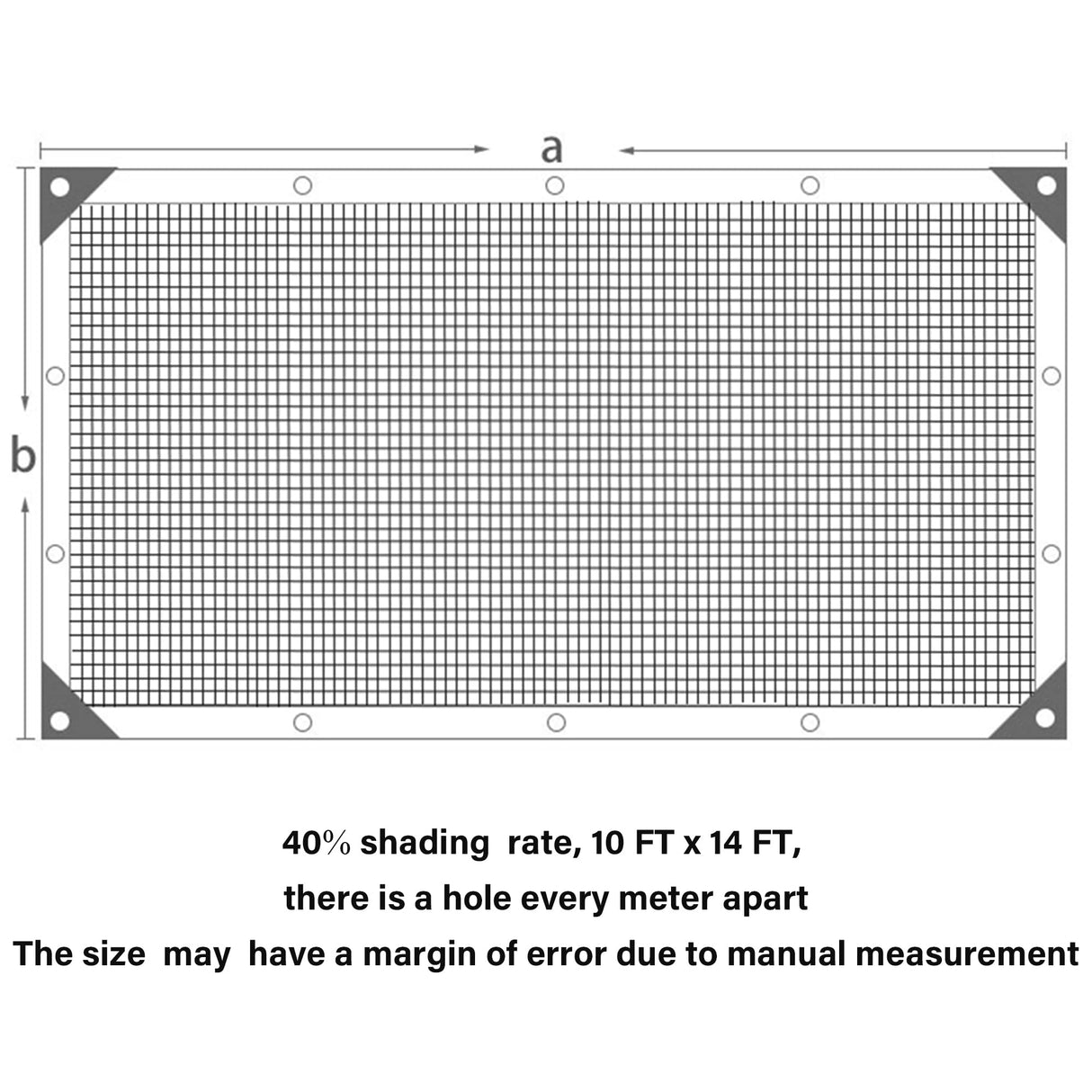 winemana 40% Black Shade Cloth, 10 x 14 FT Durable Mesh Tarp with Grommets, Resistant Garden Sun Shade Netting, Shading Antifreezing for Pergola, Greenhouse, Plants Growing, Chicken Coop winemana