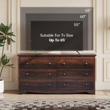 WLIVE Wood Dresser with 6 Drawer, Wide Chest of Drawers for Bedroom, Long Nightstand with Drawers, Modern Large Storage Tower Unit, Closet Store Organizer for Living Room, Hallway, Brown WLIVE