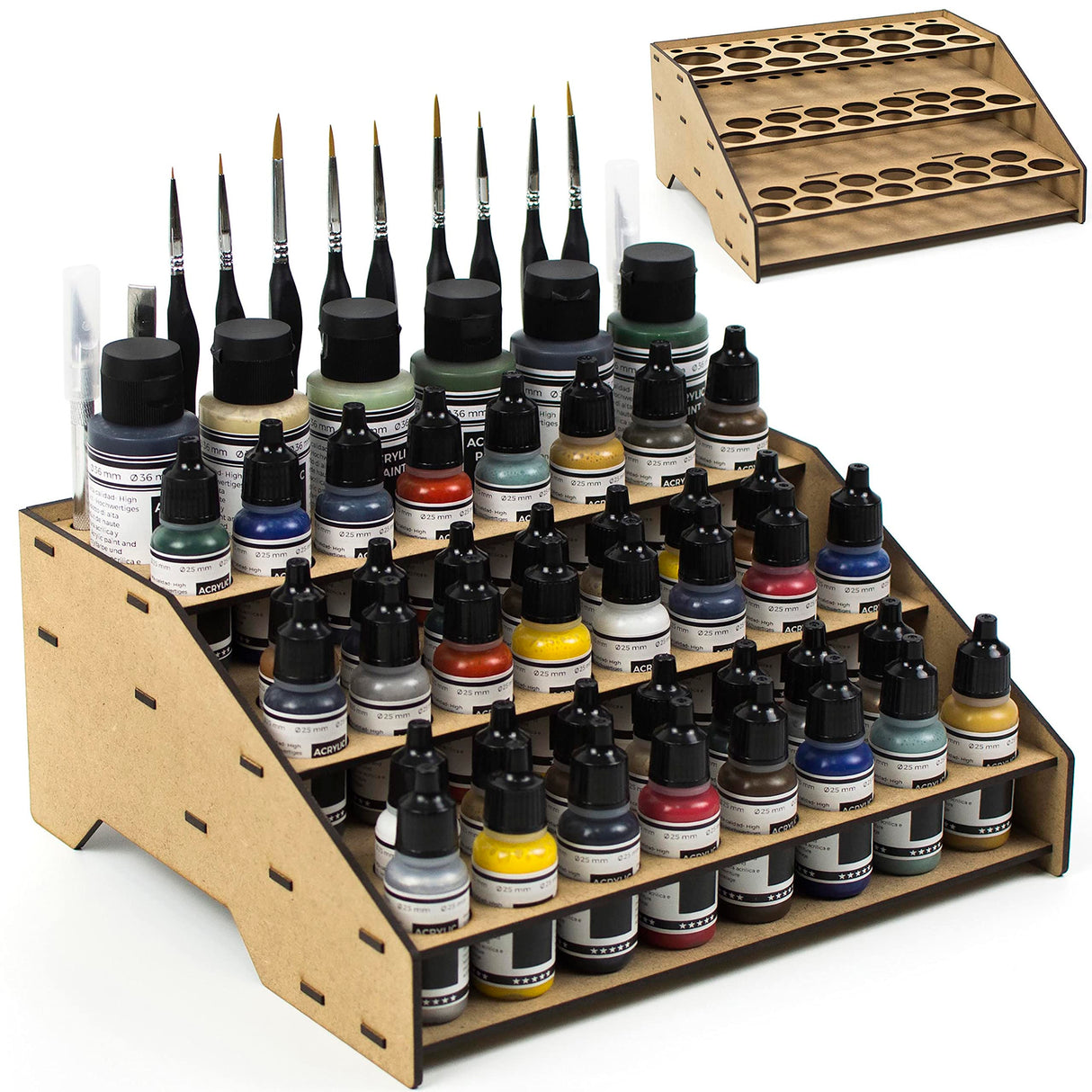 PROSCALE Paint rack organizer stand for modeling and miniatures. Vallejo paint rack kit Vallejo Army paint holder brushes miniatures modeling models (Rack A) PROSCALE