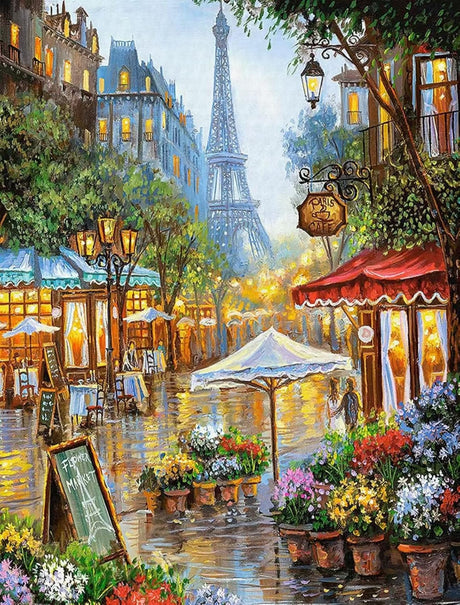 Diamond Art Kits for Adults,Diamond Art(Street Flower Shop),Diamond Dots Paintings for Beginners,Gem Art Painting Kits12x16inch,30% More Coloured Diamonds Leimonri