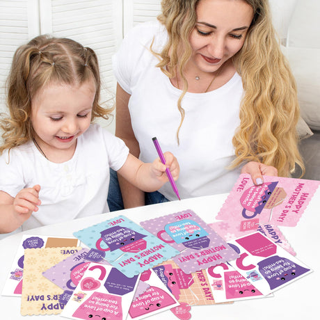 Haooryx Mother's Day Craft Kits for Kids - 45 Sets DIY Tea Cup of Love Greeting Card Making Kits Make Your Own Mother’s Day Party Favor Gift Cards School Art Project Fun Classroom Home Activity Supply Haooryx