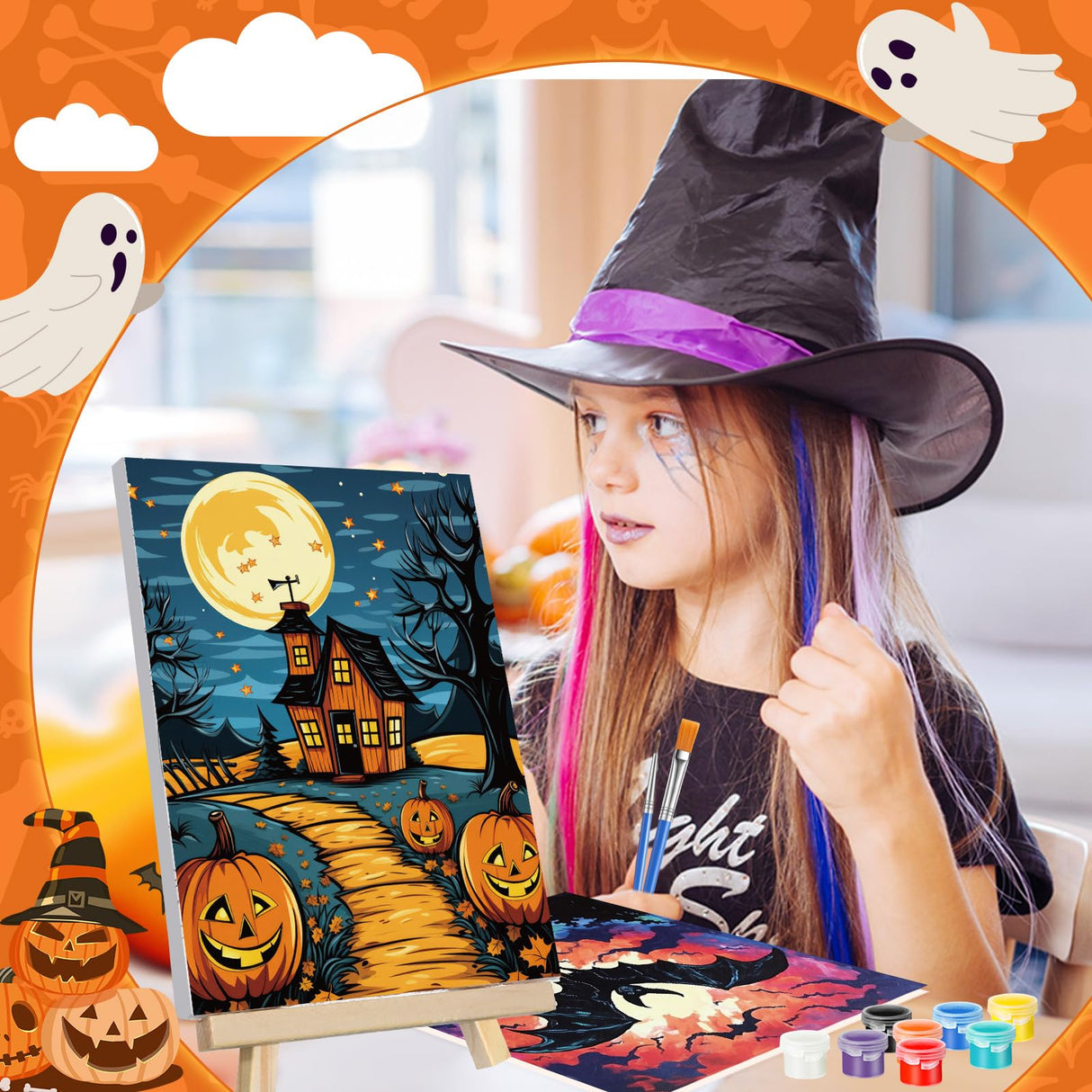 Zhanmai 12 Pack Pre Drawn Canvas for Painting Sip and Paint Kit 8" x 10" Paint Party Set Canvas Painting Pre Printed Canvases for Party Favor DIY Virtual Adult's Date Night(Halloween Pumpkin) Zhanmai